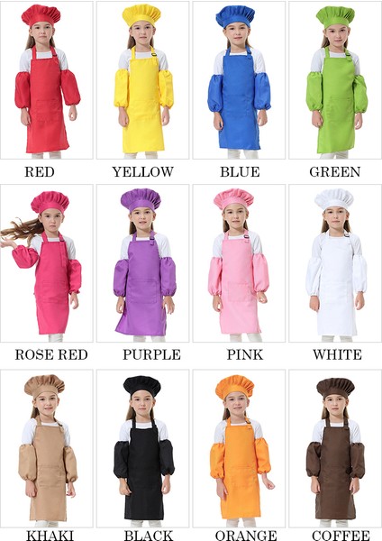 Şarap Kırmızısı Tarzı M Beden Çocuklar Için Polyester Önlük Boyama Önlüğü Çocuklar Için Fırın Önlüğü Seti Şef Şapkası Logo Basılabilir (Yurt Dışından)