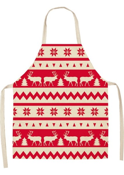 Pembe Tarzı 68X55Cm Yetişkin Boyutu Noel Önlüğü Keten Leke Tutmayan Noel Baba Desenli Önlük Kadınlar Için Pişirme Aksesuarları Çocuklar Önlük Delantal (Yurt Dışından)