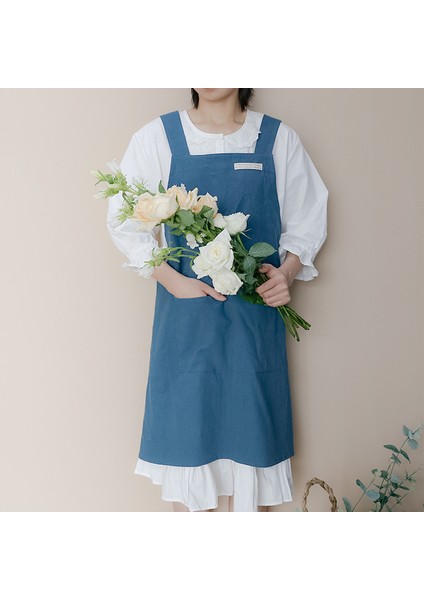Yeşil Stil Tek Boyut Önlük Japon Ve Kore Basit Önlük Denim Önlük Pamuk Ve Keten Düz Renkli Bluz Mutfak Çiçekçi Kahve Dükkanı Önlüğü (Yurt Dışından)