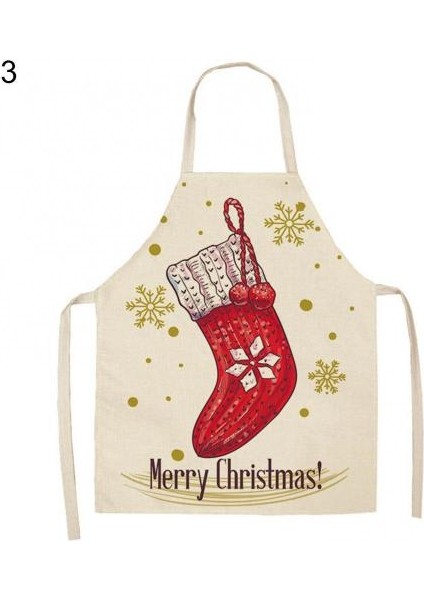 No.3 Tarzı Keten Noel Tasarımı Noel Baba Mutfak Pişirme Parti Aksesuarları Çocuklar Için Önlük (Yurt Dışından)