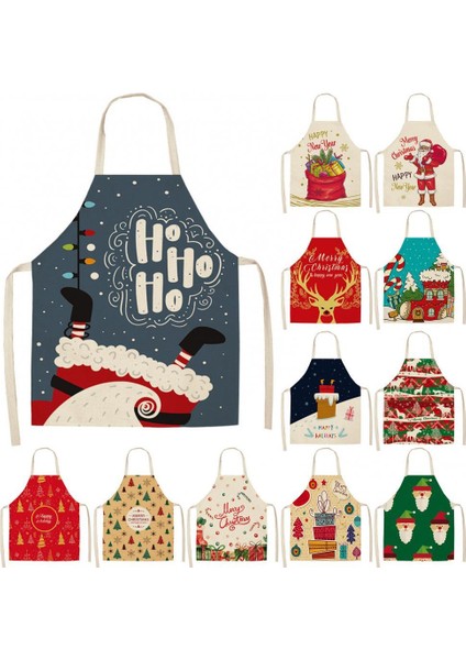 No.3 Tarzı Keten Noel Tasarımı Noel Baba Mutfak Pişirme Parti Aksesuarları Çocuklar Için Önlük (Yurt Dışından)