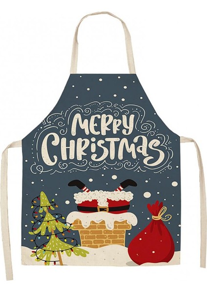 No.3 Tarzı Keten Noel Tasarımı Noel Baba Mutfak Pişirme Parti Aksesuarları Çocuklar Için Önlük (Yurt Dışından)