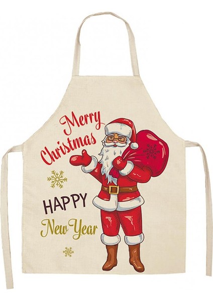 No.3 Tarzı Keten Noel Tasarımı Noel Baba Mutfak Pişirme Parti Aksesuarları Çocuklar Için Önlük (Yurt Dışından)