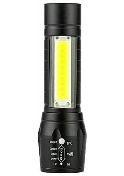 Taktikal Fener LED USB Ultra Güçlü Mini Boy Şarjlı El Feneri, Siyah