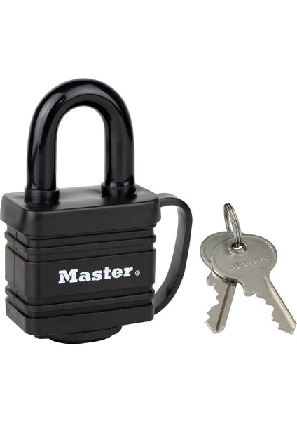Lock 7804EURD Anahtarlı ve Termoplastik Korumalı Lamine Çelikten Yapılmış Asma Kilit, Siyah, 7,8 x 4 x 2,9 cm