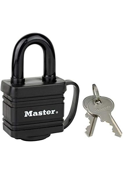 Lock 7804EURD Anahtarlı ve Termoplastik Korumalı Lamine Çelikten Yapılmış Asma Kilit, Siyah, 7,8 x 4 x 2,9 cm