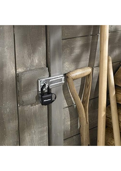 Lock 7804EURD Anahtarlı ve Termoplastik Korumalı Lamine Çelikten Yapılmış Asma Kilit, Siyah, 7,8 x 4 x 2,9 cm