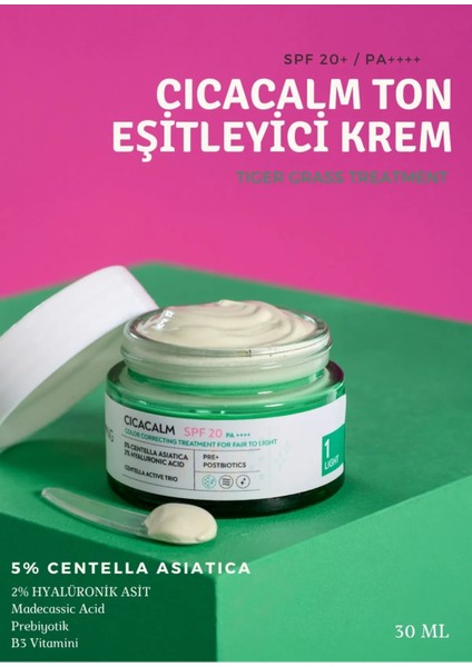 Cica Tiger Grass Ton Eşitleyici Krem Light 20 Spf 30 ml Açık Cilt Tonları