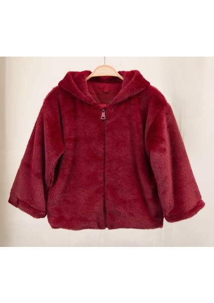 Kız Kapşonlu Içi Penye Astarlı Peluş Mont