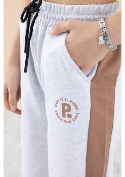 Gri Garnili Geniş Paça Kız Çocuk Beli Lastikli Eşofman Altı 20195 fiyatları