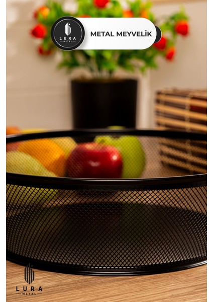 Siyah Metal Fileli Meyvelik ve Sebzelik - 30 cm Şık ve Dayanıklı Tasarım fiyatları