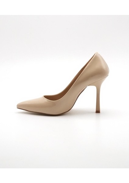 Bayan 36-40 Krem Rugan Stiletto Abiye Ayakkabı ( Topuk Boyu 9cm ) fırsatları