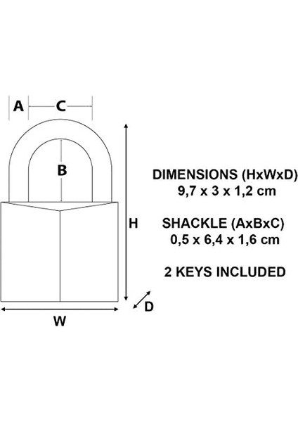 Lock - 639EURDLJ - Asma Kilit Krom Kaplama Pirinç 30 mm Yüksek Askı