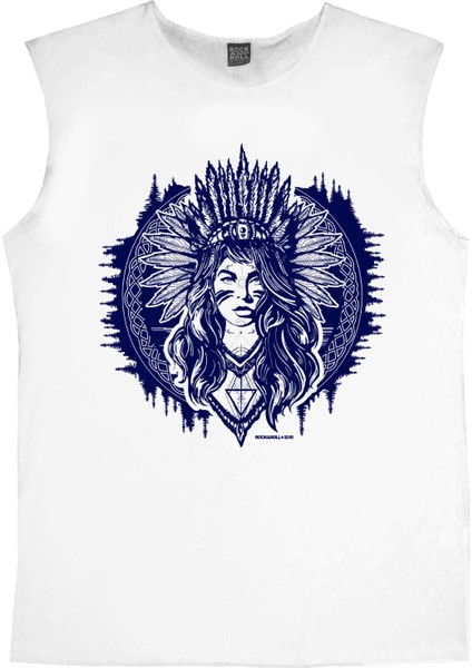 Kızılderili Kız Beyaz Kolsuz Erkek T-Shirt fiyatları