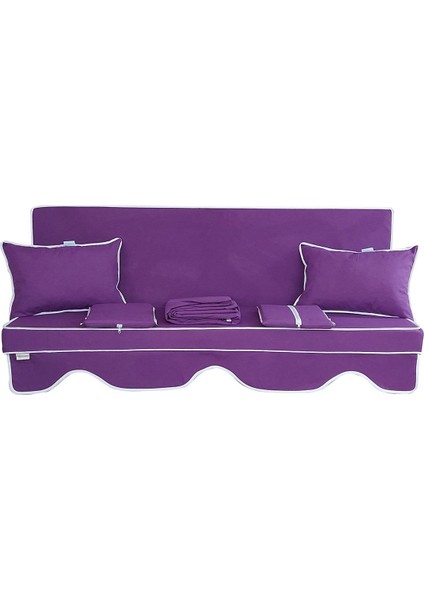 Elit Salıncak Minderi Su Itici Kumaş Gri Sünger Fermuarlı Set-Mor Drm 2854