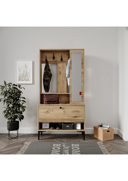 Valentino Wood Raflı,kapaklı,aynalı AYAKKABILIK/VESTİYER/PORTMANTO(MDF)