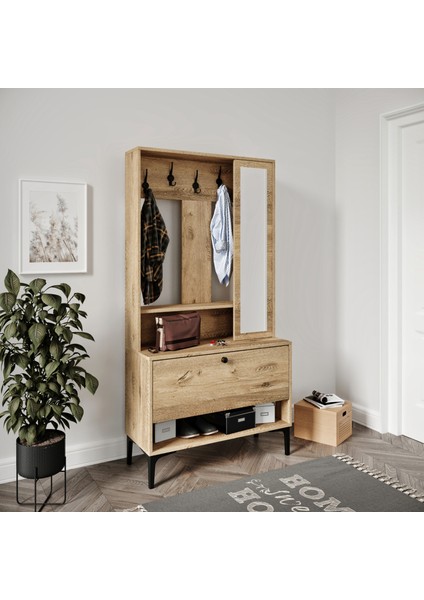 Valentino Wood Raflı,kapaklı,aynalı AYAKKABILIK/VESTİYER/PORTMANTO(MDF)