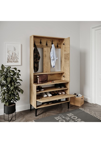 Valentino Wood Raflı,kapaklı,aynalı AYAKKABILIK/VESTİYER/PORTMANTO(MDF)