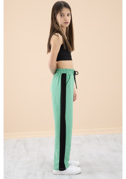 Yeşil Garnili Geniş Paça Kız Çocuk Beli Lastikli Eşofman Altı 20193 fiyatları