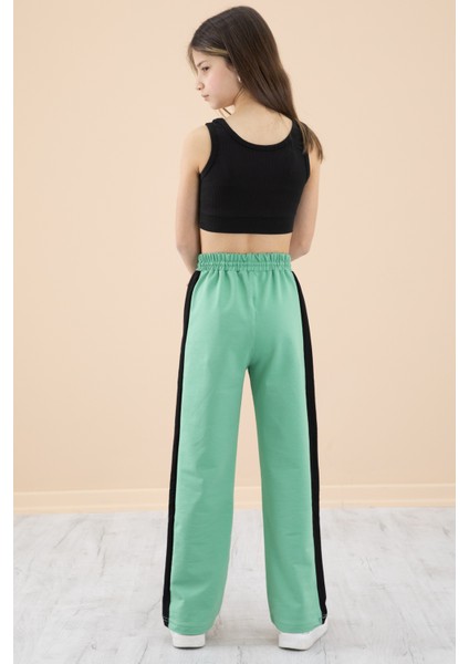 Yeşil Garnili Geniş Paça Kız Çocuk Beli Lastikli Eşofman Altı 20193 indirimleri