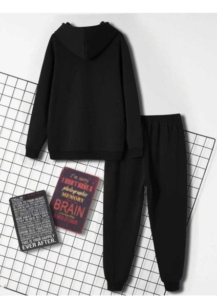 Brooklyn Mavi Jogger Beyaz Sweatshirt Alt Üst Eşofman Takımı Oversize Bisiklet Yaka