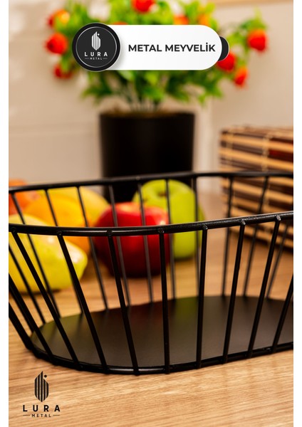 Siyah Metal Meyvelik ve Sebzelik - 33X20X11 cm Şık ve Modern Tasarım fiyatları