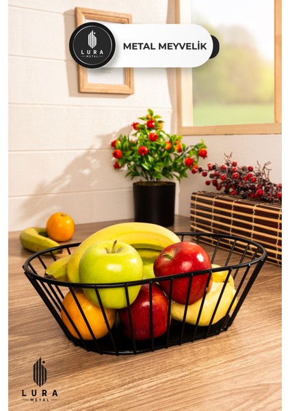 Siyah Metal Meyvelik ve Sebzelik - 33X20X11 cm Şık ve Modern Tasarım modelleri