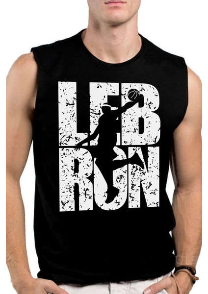Lebron Yazı Siyah Kesik Kol / Kolsuz Erkek T-Shirt