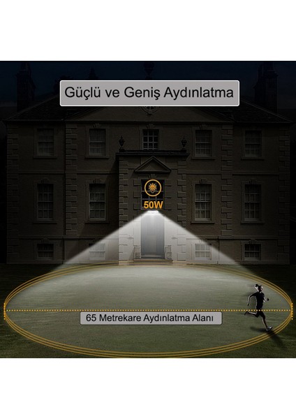 Güneş Enerjili Hareket Sensörlü, 6 Taraflı 104 Led Aydınlatma / GT-SL13