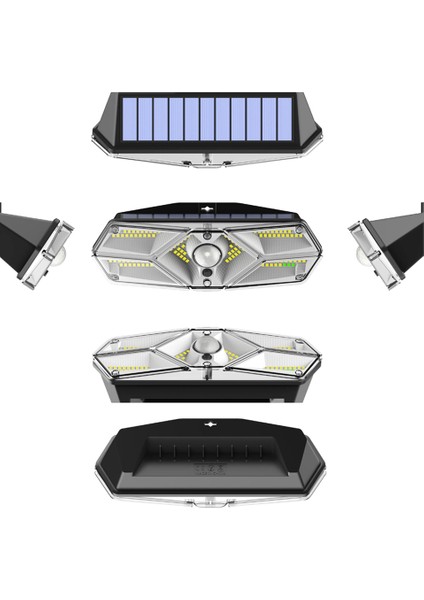 Güneş Enerjili Hareket Sensörlü, 6 Taraflı 104 Led Aydınlatma / GT-SL13