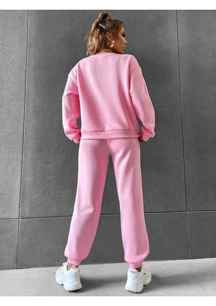 Kadın Tarz Sweatshirt Alt Üst Eşofman Takımı Oversize Bisiklet Yaka