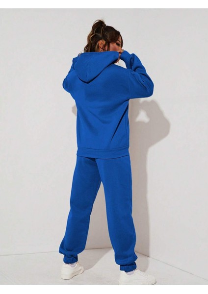 Jogger Beyaz Sweatshirt Alt Üst Eşofman Takımı Oversize Bisiklet Yaka