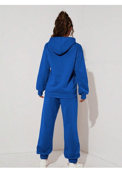 Jogger Beyaz Sweatshirt Alt Üst Eşofman Takımı Oversize Bisiklet Yaka