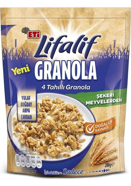 Lifalif 4 Tahıllı Granola 200 gr x 2 Adet