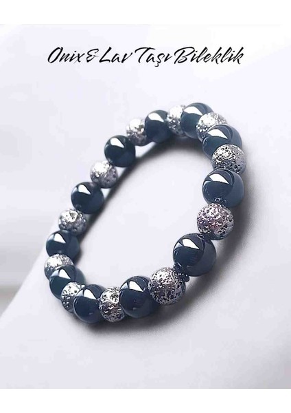 Doğal Taş Onix/lav Taşı Bileklik (12/10 Mm) modelleri