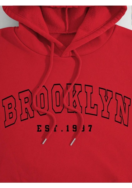 Brooklyn New York Baskılı Bisiklet Yaka Ünisex Oversize Sweatshirt modelleri