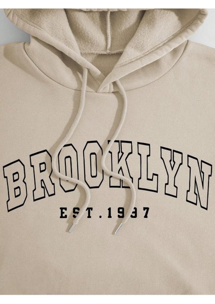 Brooklyn New York Baskılı Bisiklet Yaka Ünisex Oversize Sweatshirt fiyatları