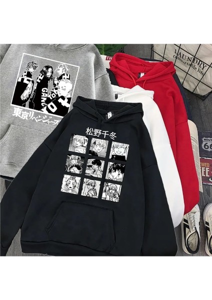 Tokyo Revengers Manga Baskılı Oversize Kapüşonlu Sweatshirt
