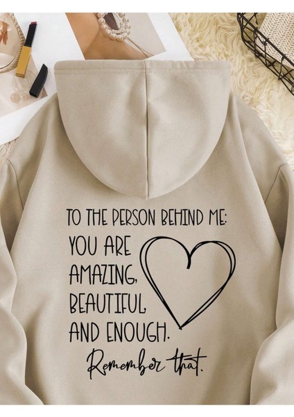 Unisex Sırt Kalp Baskılı Sweatshirt Kapüşonlu Oversize Sweatshirt fırsatları