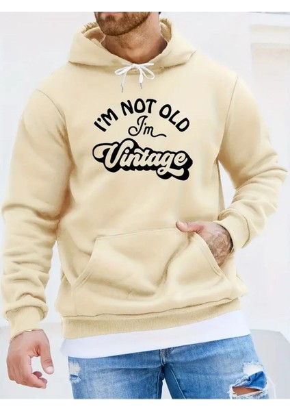 Erkek Vintage Baskılı Unisex Oversize Kapüşonlu Sweatshirt
