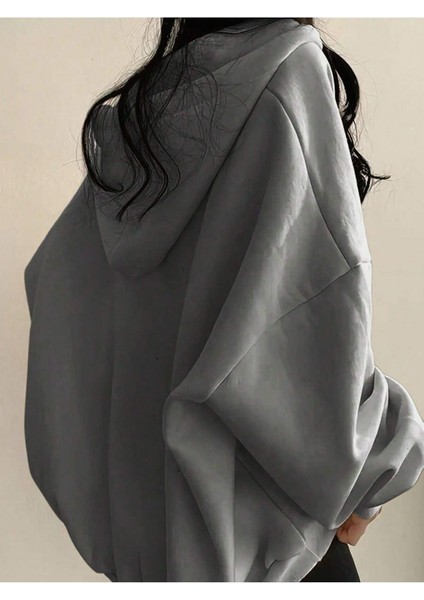 Unisex V-Yaka Kapüşonlu Basic Oversize Swetshirt fiyatları