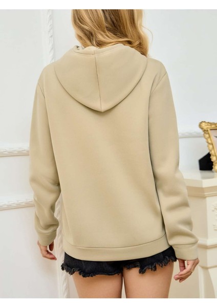 Leopar Kalp Ritmi Baskılı Ünisex Yeşil Kapüşonlu Oversize Sweatshirt fiyatları