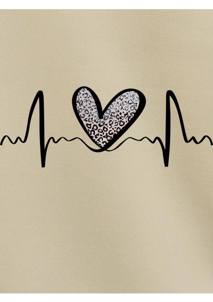 Leopar Kalp Ritmi Baskılı Ünisex Yeşil Kapüşonlu Oversize Sweatshirt fırsatları