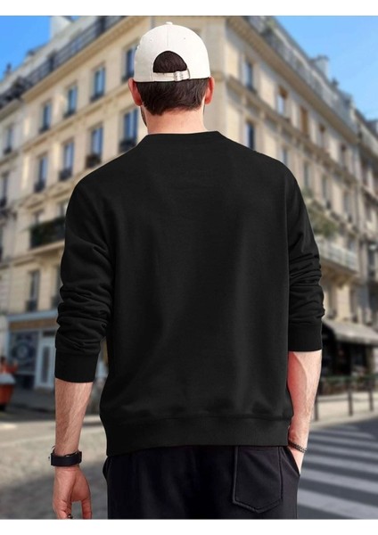 Iskambil Kağıt Baskılı Siyah Bisiklet Yaka Oversize Sweatshirt fiyatları