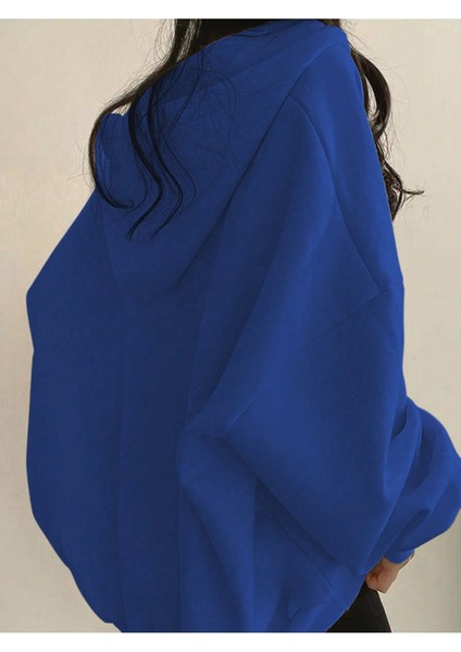 Unisex V-Yaka Kapüşonlu Basic Oversize Swetshirt fiyatları
