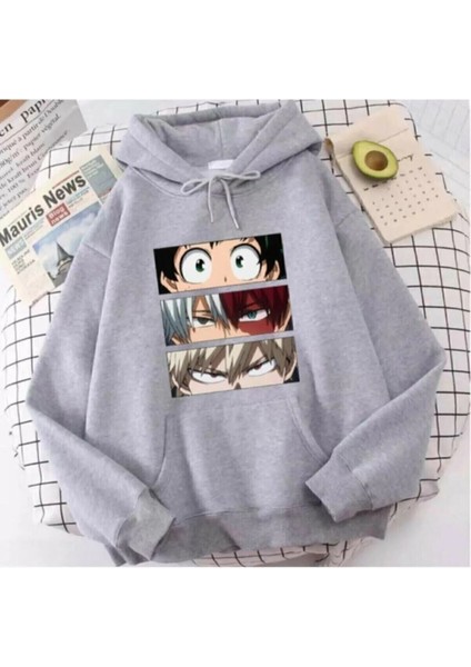 Naruto Anime Kolları Baskılı Oversize Kapüşonlu Sweatshirt