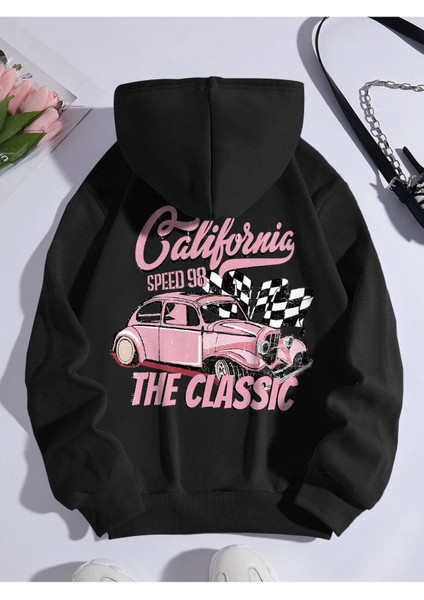 California The Classıc Baskılı Ünisex Kapüşonlu Oversize Sweatshirt