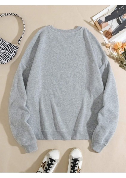 Kadın Baskılı Oversize Sıfır Yaka Sweatshirt fiyatları