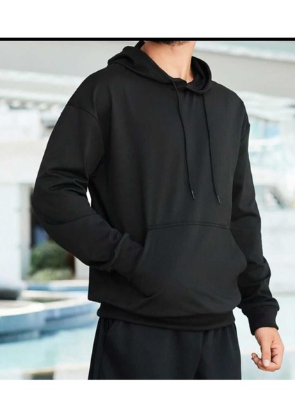 Happy Baskılı Erkek Kapüşonlu Kanguru Cep Ünisex Oversize Sweatshirt