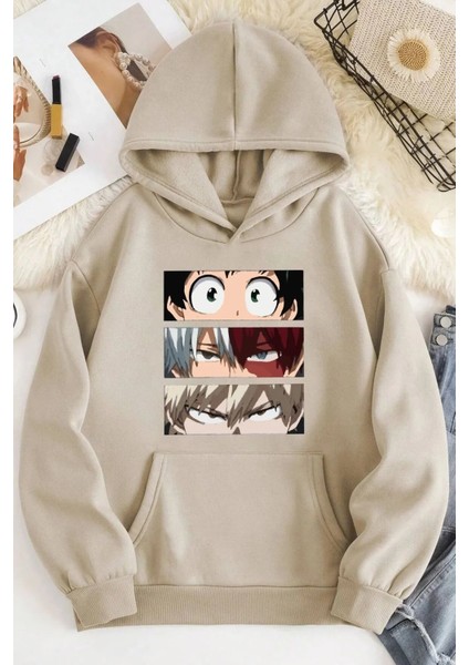 Naruto Anime Kolları Baskılı Unisex Oversize Kapüşonlu Sweatshirt